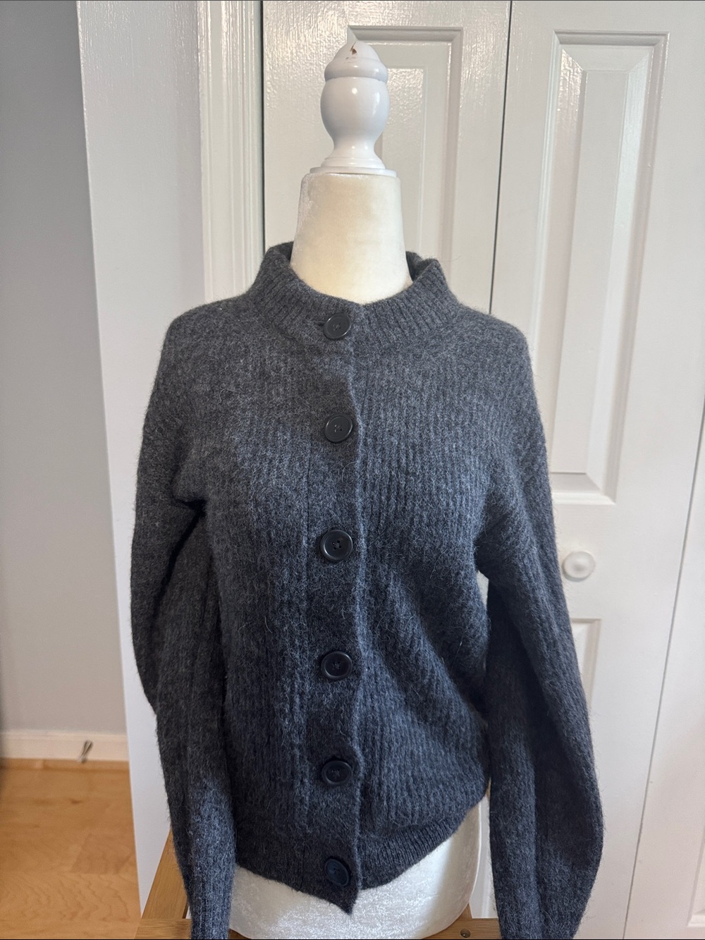 Everlane Dark Charcoal Button-Front Knit Cardigan